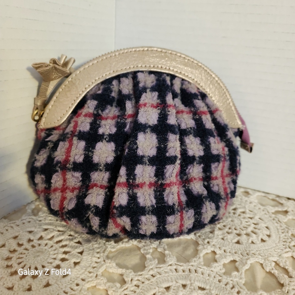 Miss Albright Navy and Pink Plaid Cosmetic Bag